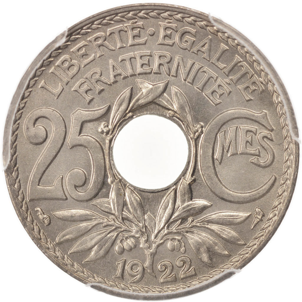 France, Lindauer, 25 Centimes, 1922, PCGS, MS66, MS(65-70), Copper-nickel