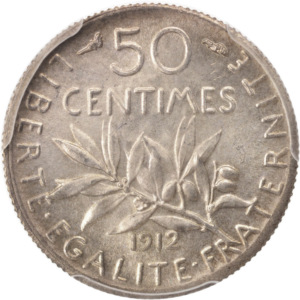 France, Semeuse, 50 Centimes, 1912, Paris, PCGS, MS65, MS(65-70), Silver