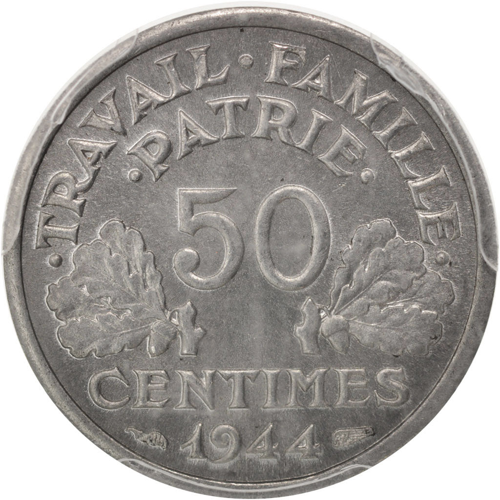 France, Bazor, 50 Centimes, 1944, Castelsarrasin, PCGS, MS66, MS(65-70)