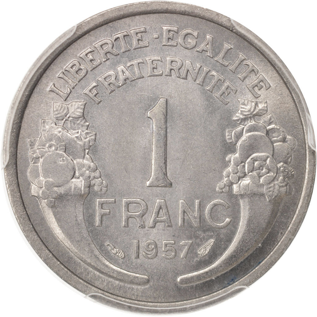 France, Morlon, Franc, 1957, Paris, PCGS, MS66, MS(65-70), Aluminum, KM:885a.1