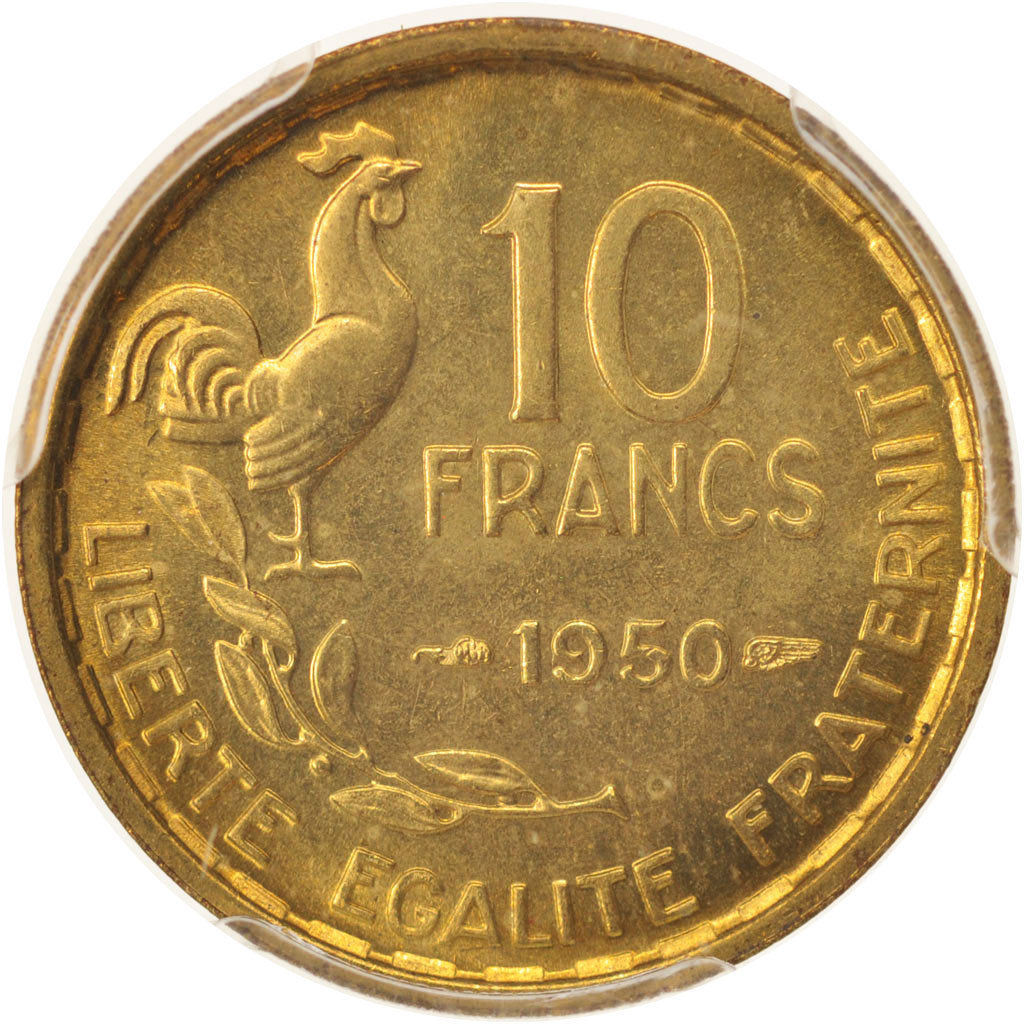 France, Guiraud, 10 Francs, 1950, Paris, PCGS, MS65, MS(65-70), Aluminum-Bronze