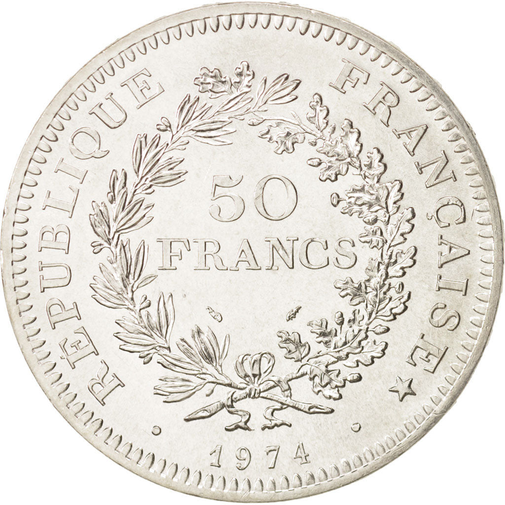 Coin, France, Hercule, 50 Francs, 1974, Paris, MS(64), Silver, KM:941.2