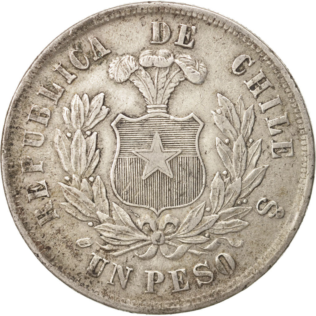Chile, Peso, 1877, SS, Silber, KM:142.1