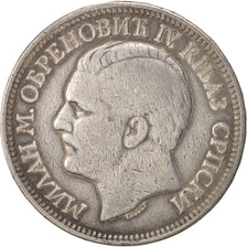 Moneda, Serbia, Milan I, 5 Dinara, 1879, BC+, Plata, KM:12