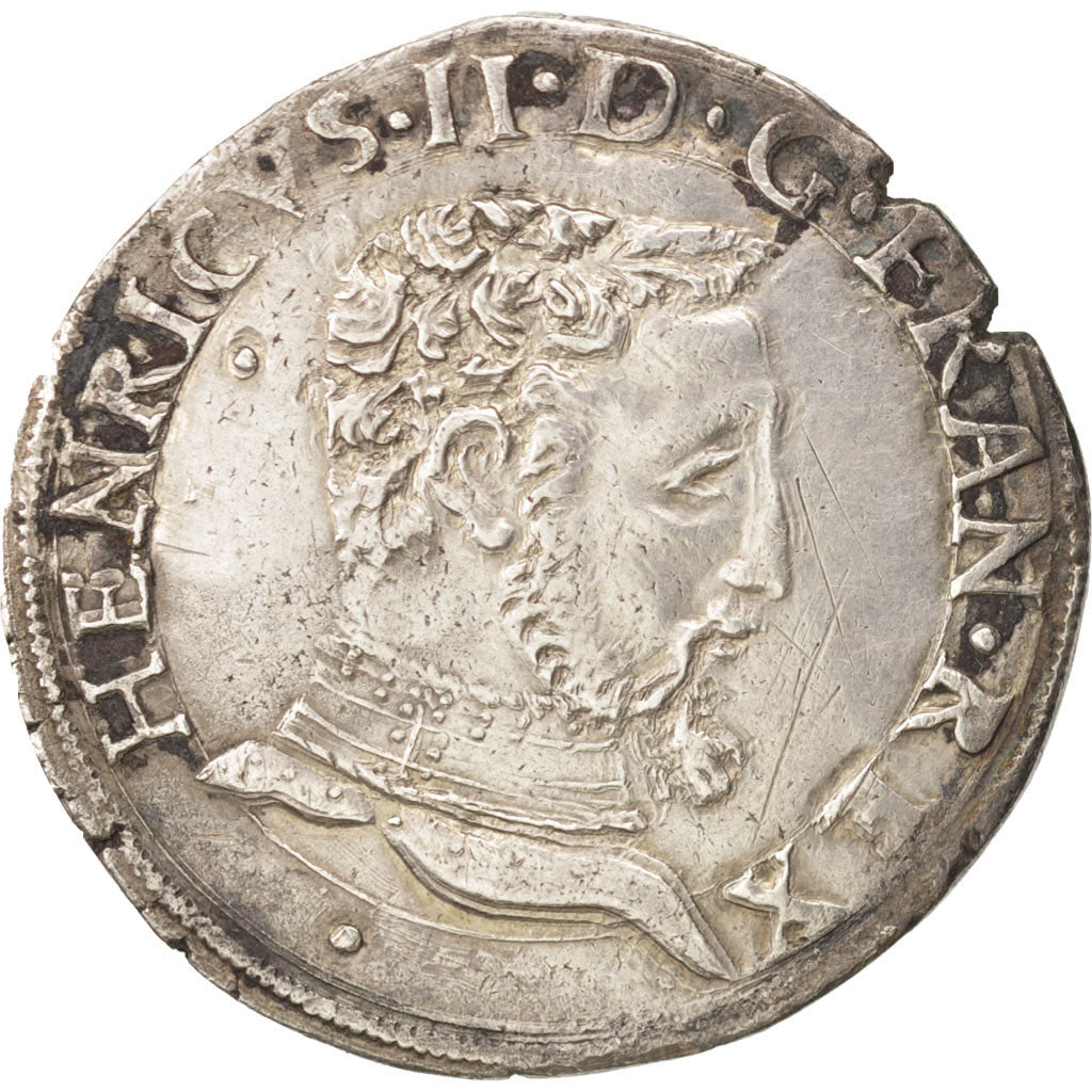 Coin, France, Henri II, Teston, 1555, Toulouse, EF(40-45), Silver, Sombart:4572