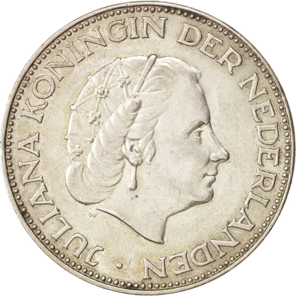 Coin, Netherlands, Juliana, 2-1/2 Gulden, 1960, AU(55-58), Silver, KM:185