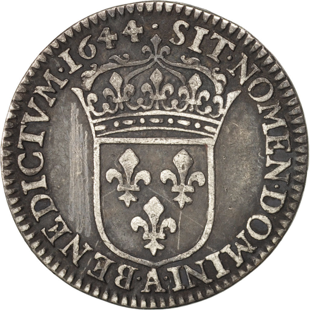 Coin, France, Louis XIV, 1/12 Écu à la mèche courte, 1/12 ECU, 10 Sols, 1644