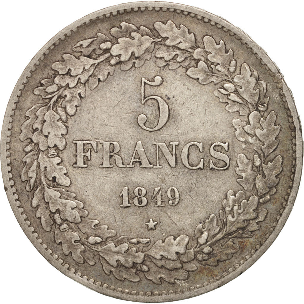 Belgium, Leopold I, 5 Francs, 5 Frank, 1849, Brussels, VF(30-35), Silver, KM:3.2