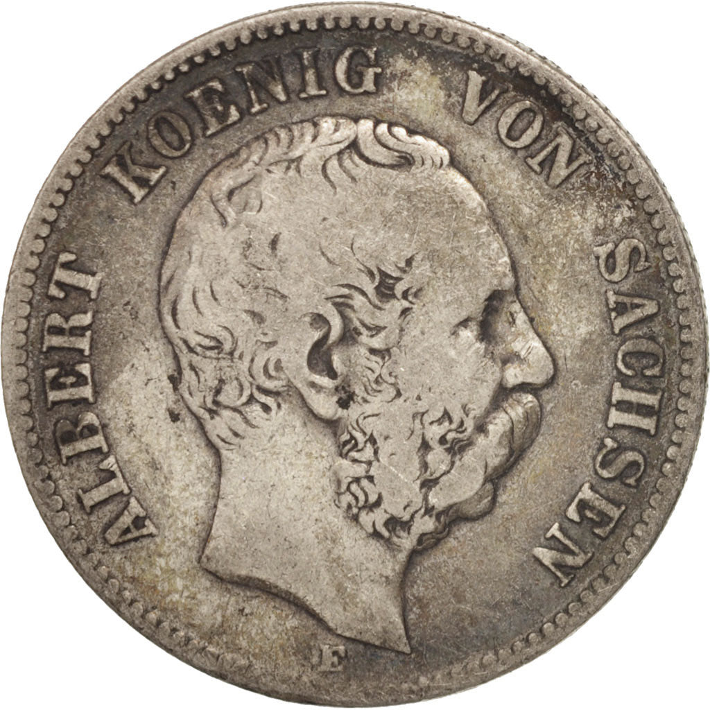 Coin, German States, SAXONY-ALBERTINE, Albert, 2 Mark, 1876, Muldenhütten