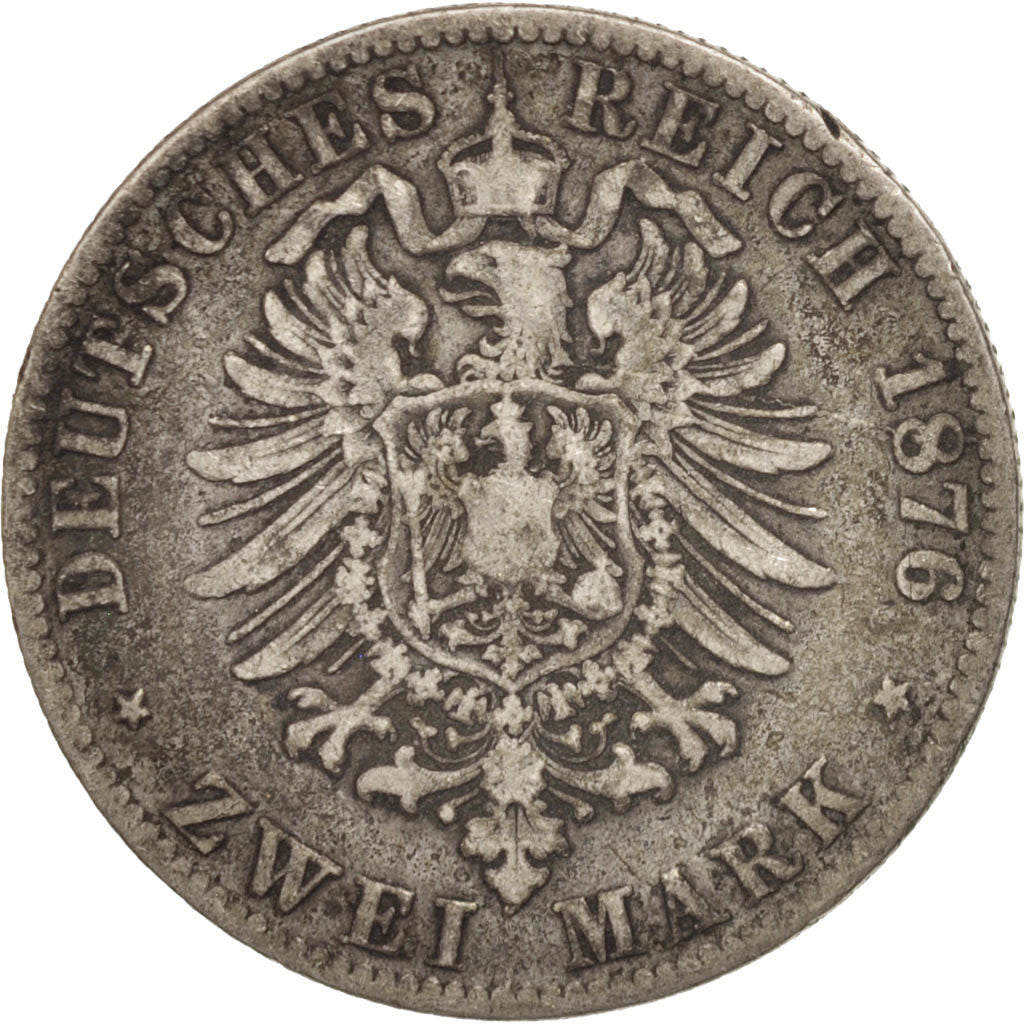 Coin, German States, SAXONY-ALBERTINE, Albert, 2 Mark, 1876, Muldenhütten