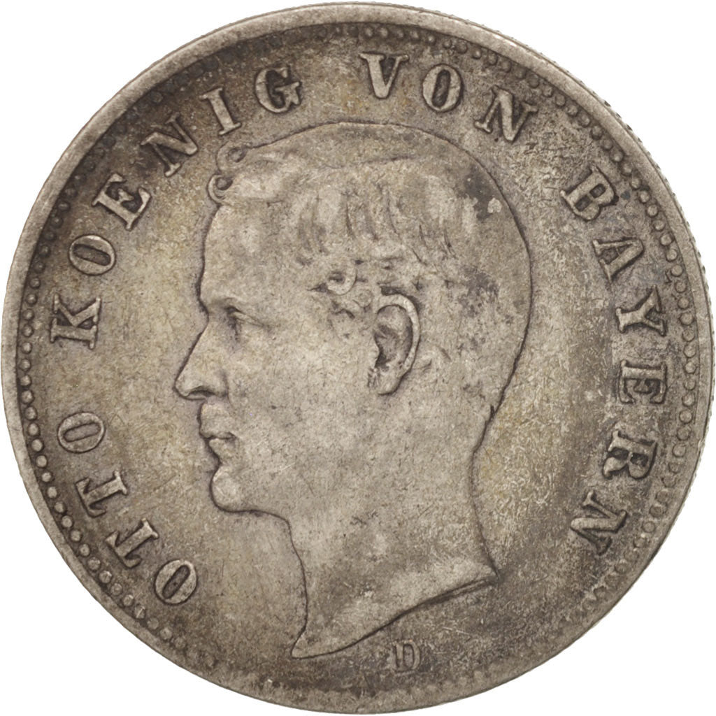 German States, BAVARIA, Otto, 2 Mark, 1891, Munich, EF(40-45), Silver, KM:913