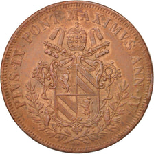 Estados italianos, PAPAL STATES, Pius IX, 5 Baiocchi, 1849, Roma, EBC, Cobre