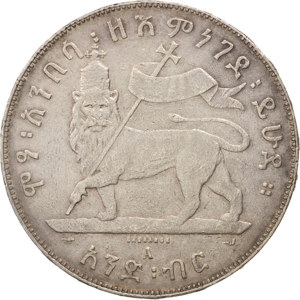 Ethiopia, Menelik II, Birr, 1897, Paris, EF(40-45), Silver, KM:5