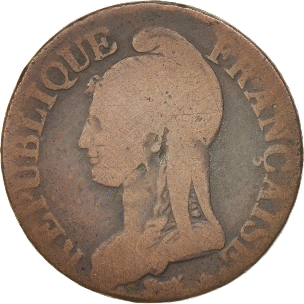 Coin, France, Dupré, Decime, AN 4, Paris, VF(20-25), Bronze, KM:636.1