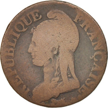 Moneta, Francia, Dupré, Decime, AN 4, Paris, MB, Bronzo, KM:636.1, Gadoury:184