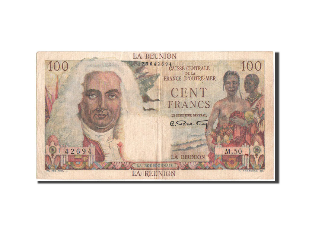 Reunion, La Bourdonnais, 100 Francs, 1946, KM:45a