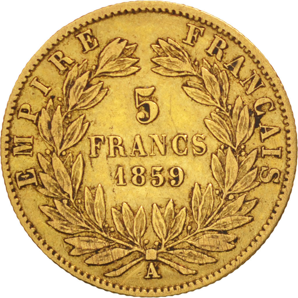 Coin, France, Napoleon III, Napoléon III, 5 Francs, 1859, Paris, VF(30-35)