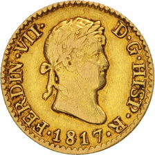 Coin, Spain, Ferdinand VII, 1/2 Escudo, 1817, Madrid, EF(40-45), Gold, KM:492