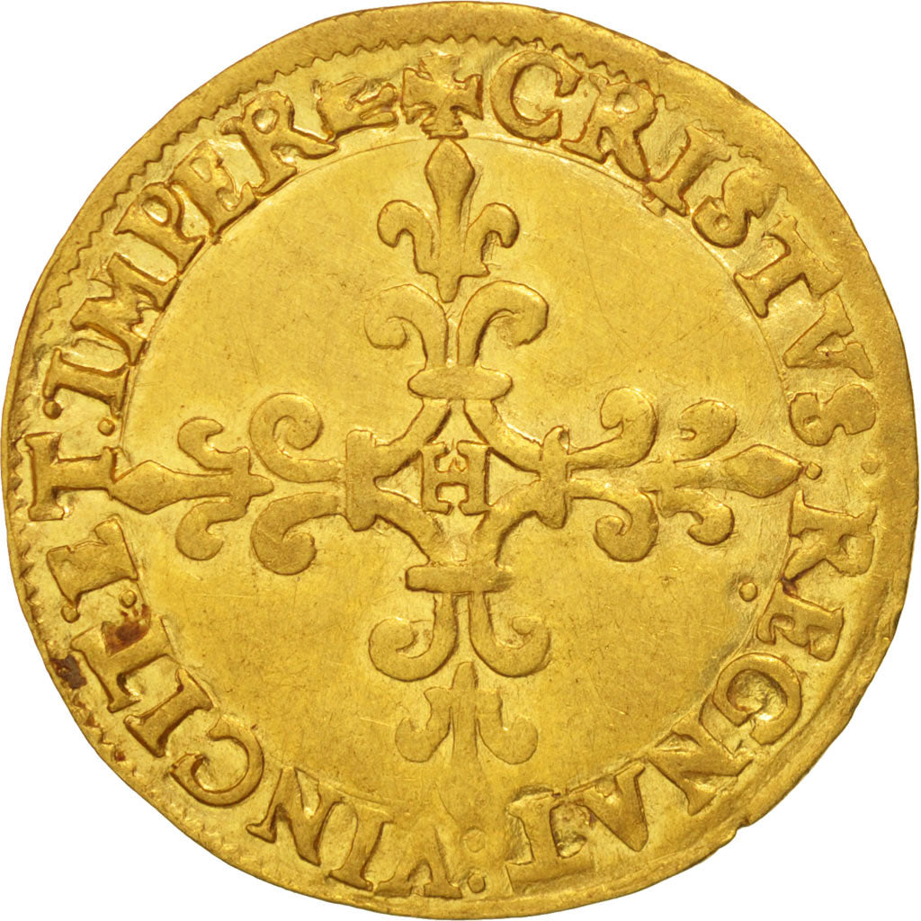 Coin, France, Charles IX, Ecu d'or, 1566, La Rochelle, AU(50-53), Gold