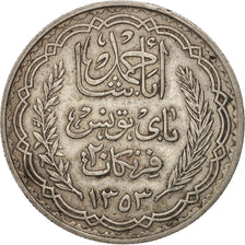 Tunisia, Ahmad Pasha Bey, 20 Francs, 1934, Paris, EF(40-45), Silver, KM:263
