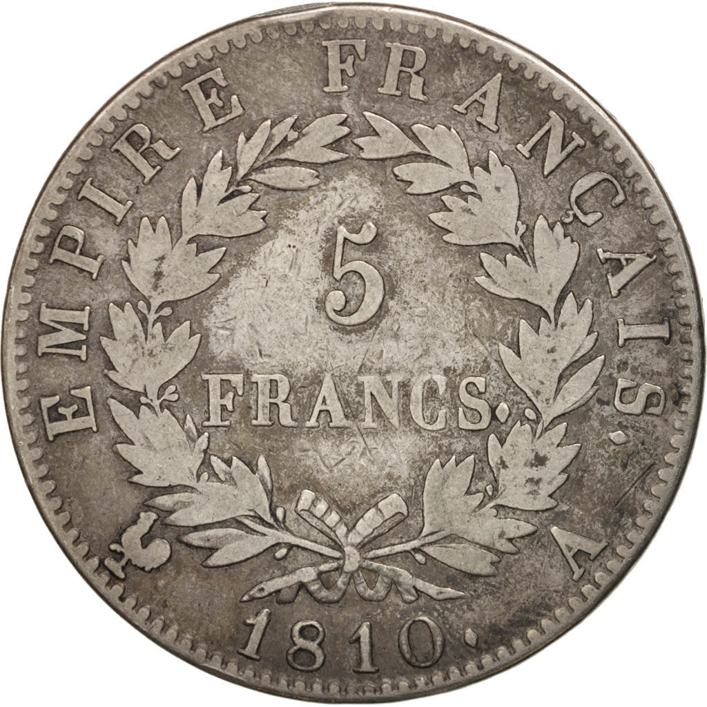 France, Napoléon I, 5 Francs, 1810, Paris, TB, Argent, KM:694.1, Gadoury:584