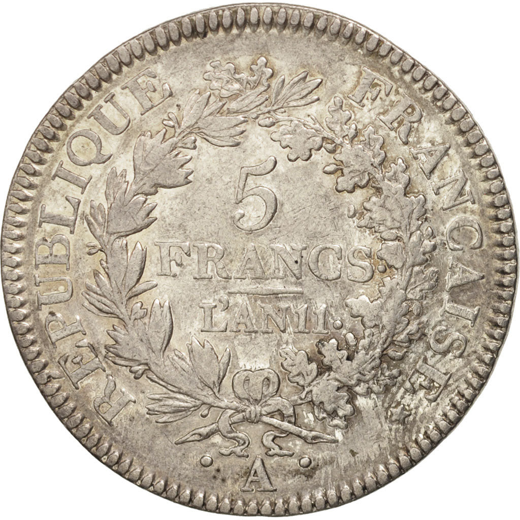 Coin, France, Union et Force, 5 Francs, AN 11, Paris, EF(40-45), Silver