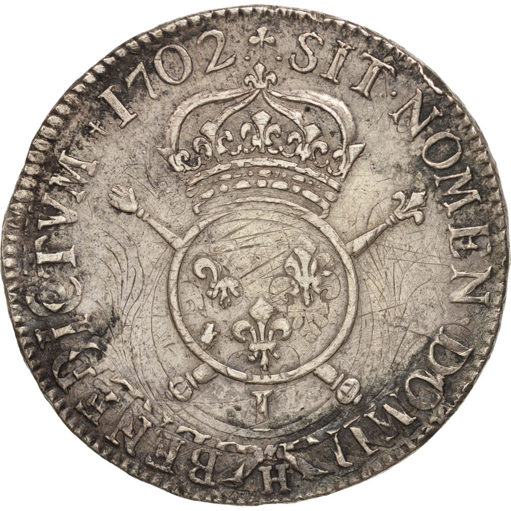 France, Louis XIV, Écu aux insignes, Ecu, 1702, Limoges, VF(20-25), Silver