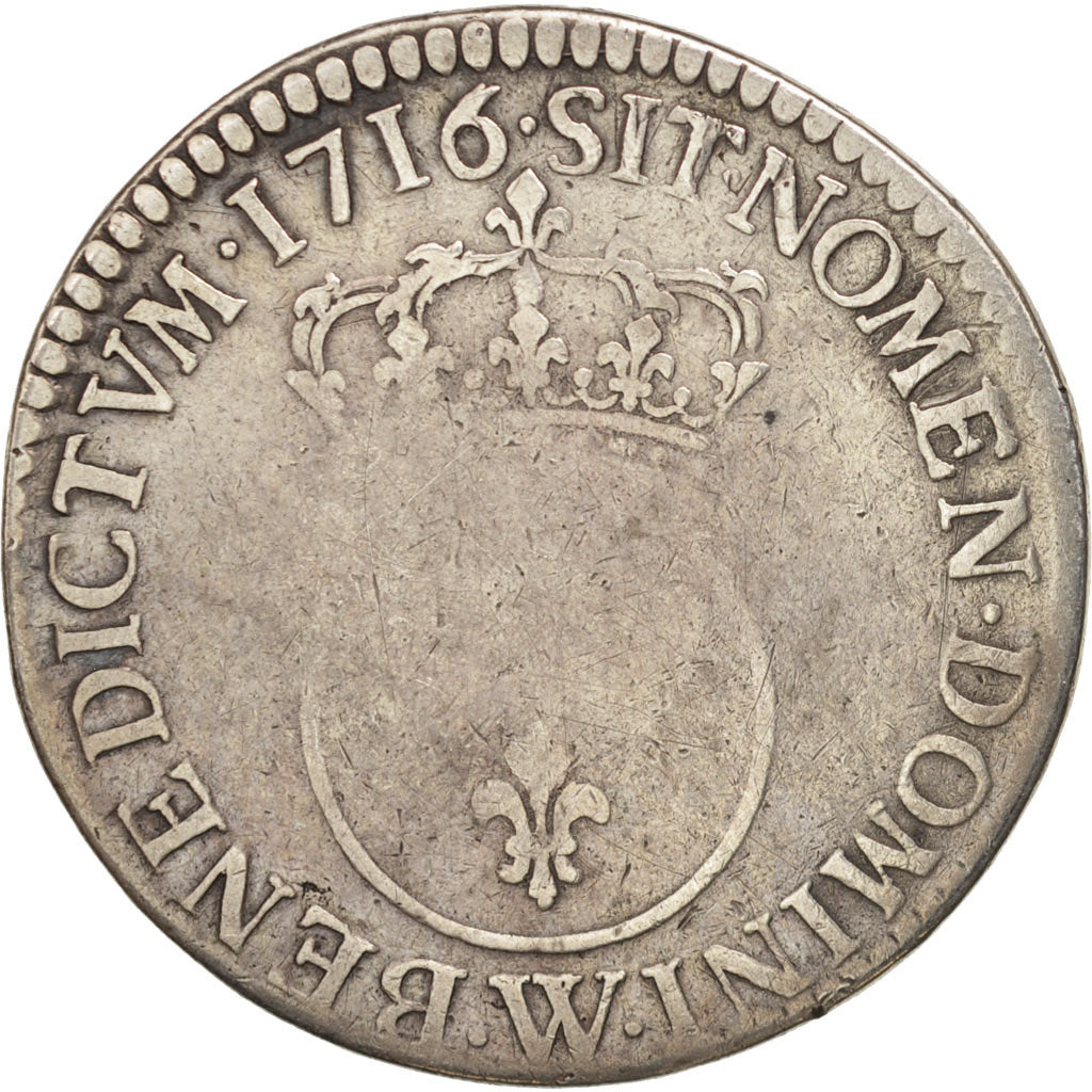 Coin, France, Louis XV, 1/2 Écu Vertugadin, 1/2 ECU, 44 Sols, 1716, Lille