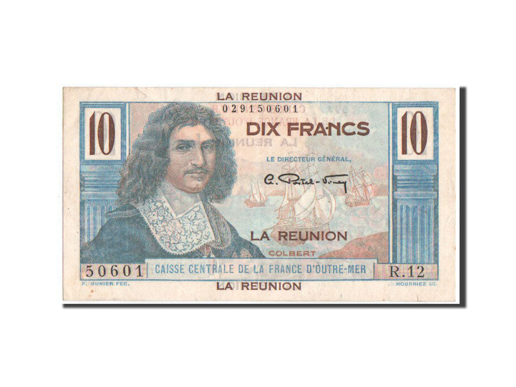 Reunion, Colbert, 10 Francs, 1946, KM:42a