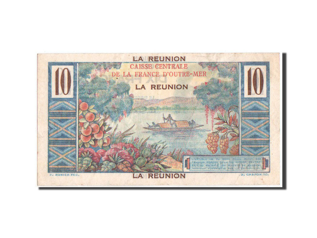 Reunion, Colbert, 10 Francs, 1946, KM:42a