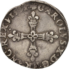 France, Charles X, 1/4 Ecu, 1591, Paris, EF(40-45), Silver, Sombart:4670