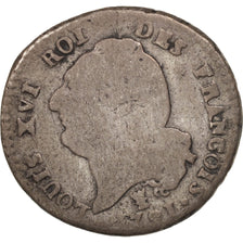 Francia, Louis XVI, 15 sols françois, 1791, Limoges, BC, KM:604.5