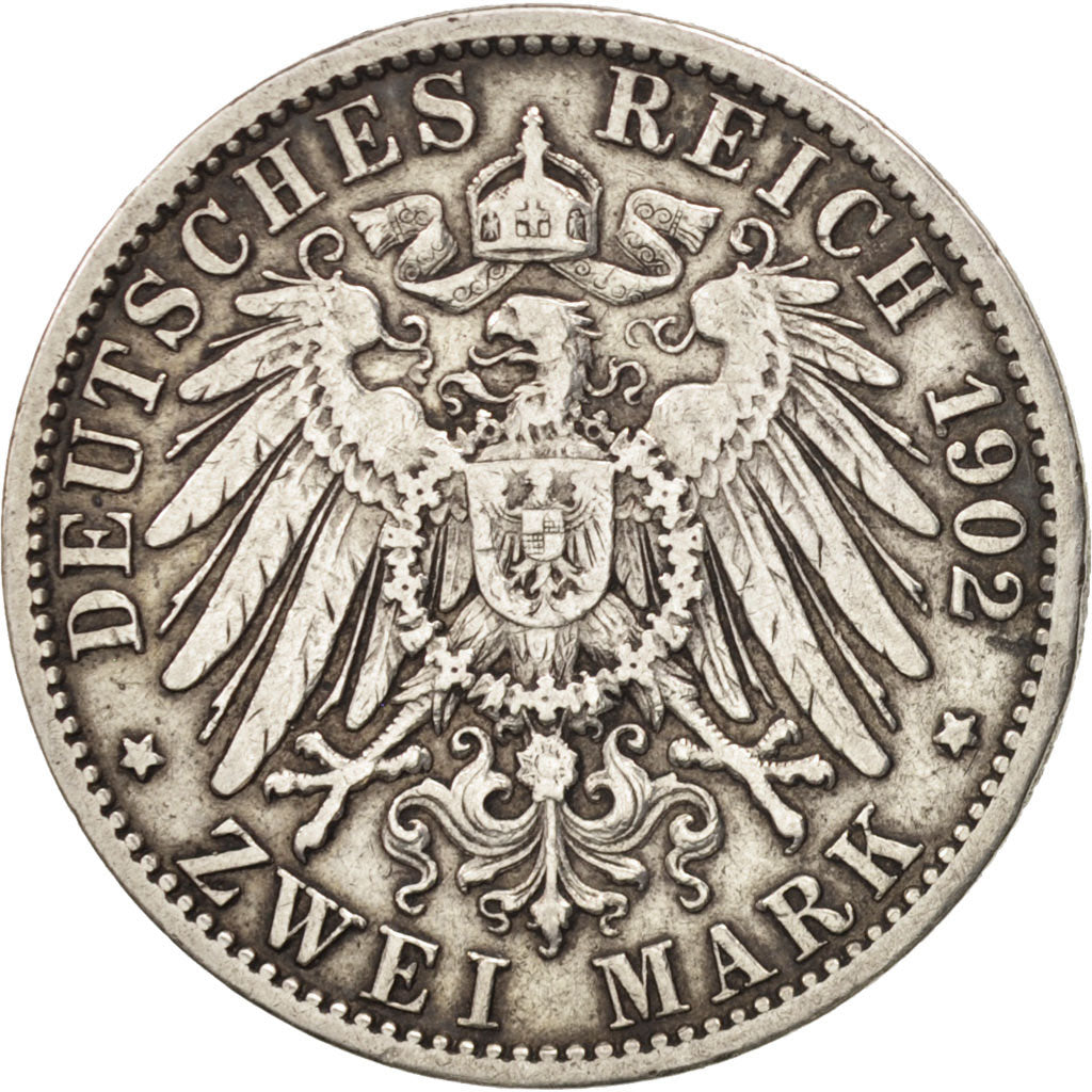 German States, PRUSSIA, Wilhelm II, 2 Mark, 1902, Berlin, EF(40-45), Silver