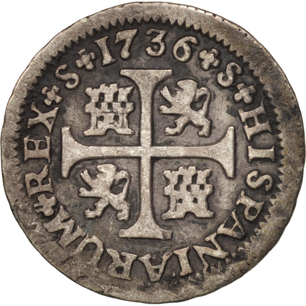 Spain, Philip V, 1/2 Réal, 1736, Seville, VF(30-35), Silver, KM:350.2