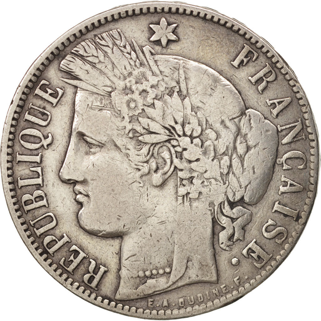 France, Cérès, 5 Francs, 1870, Bordeaux, VF(30-35), Silver, KM:818.2