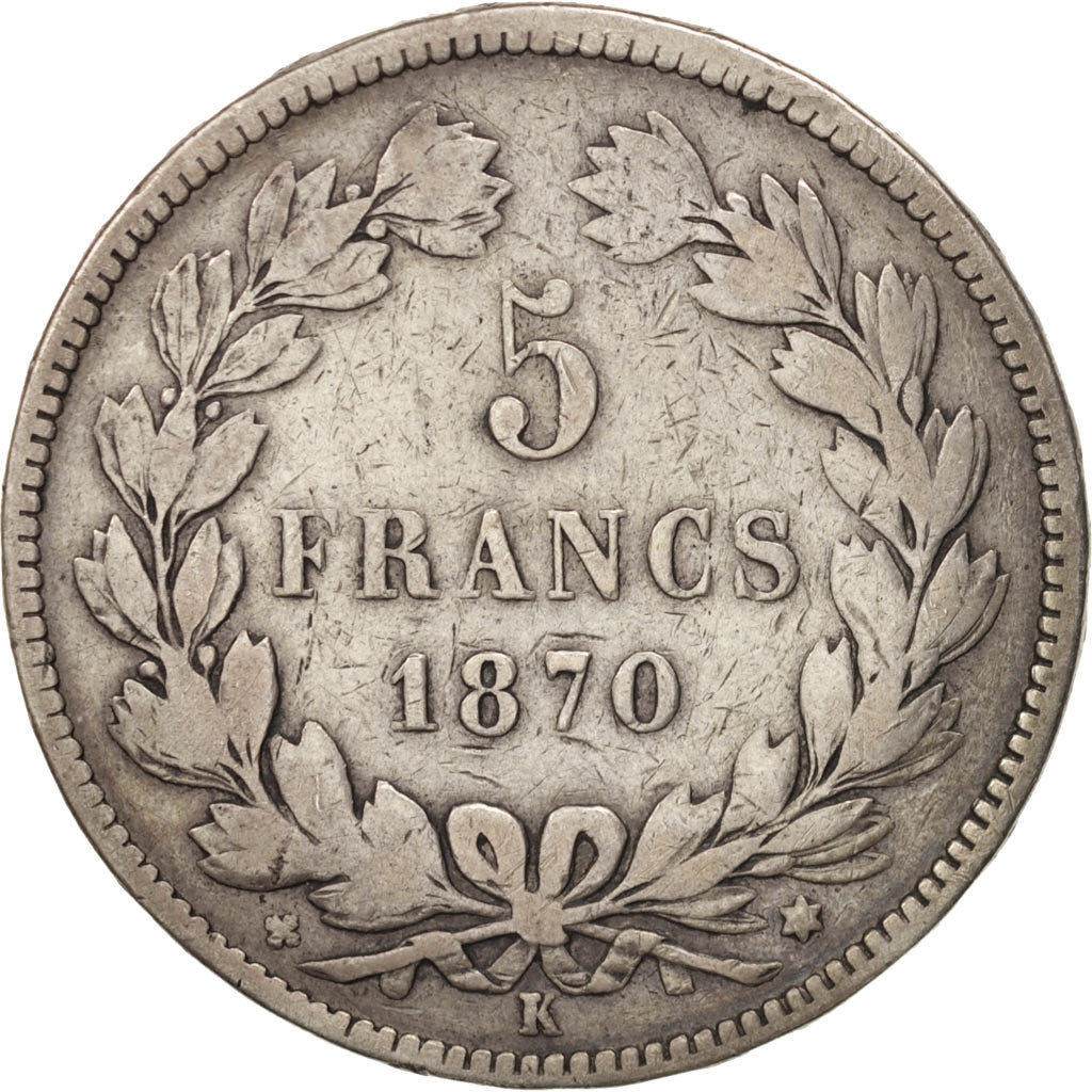 France, Cérès, 5 Francs, 1870, Bordeaux, VF(30-35), Silver, KM:818.2