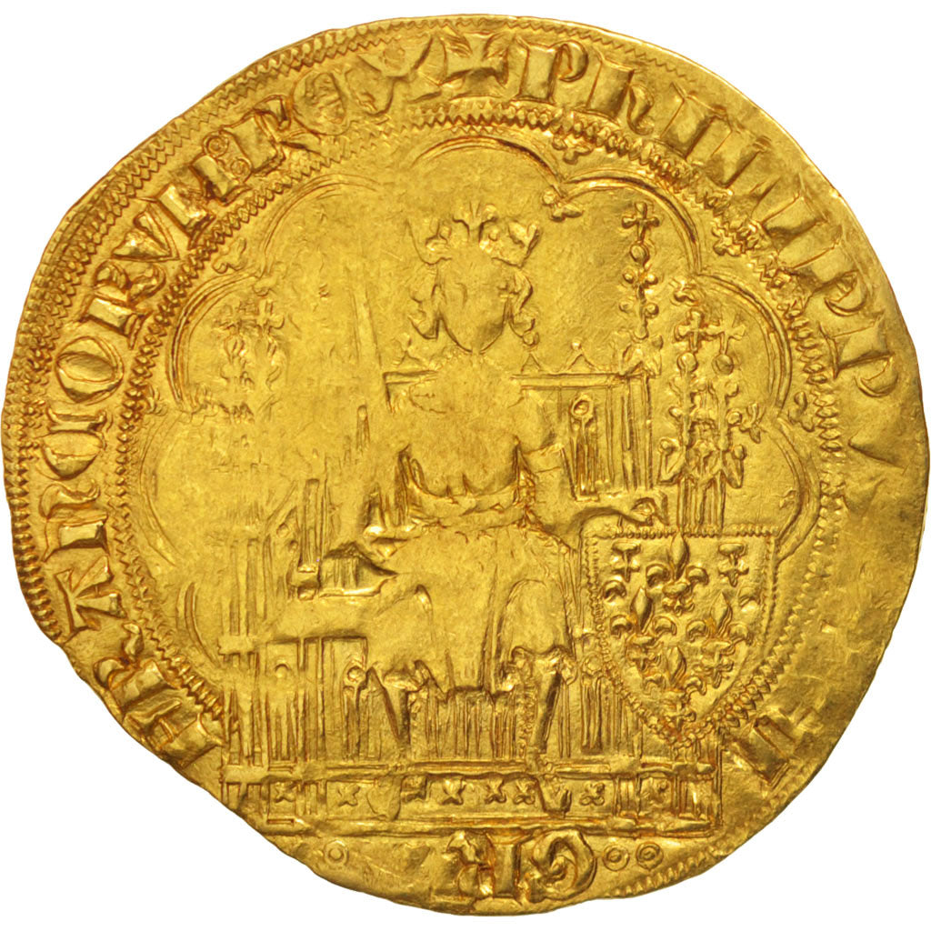 France, Philippe VI, Ecu d'or à la chaise, VF(20-25), Gold, Duplessy:249