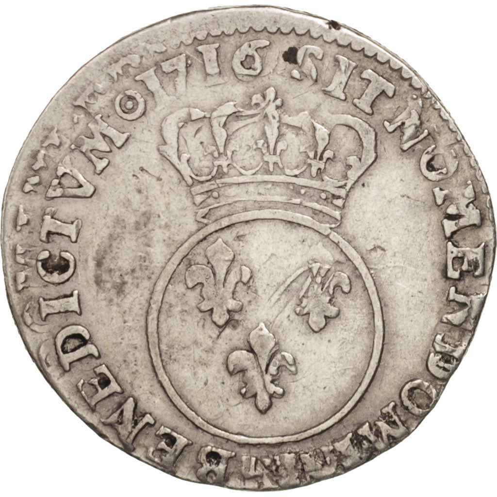 France, Louis XV, 1/10 Écu Vertugadin, 1716, Bordeaux, KM:418.9