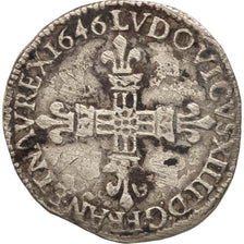 Moneda, Francia, Louis XIV, 1/4 Écu, frappé au marteau, 1/4 Ecu, 1646