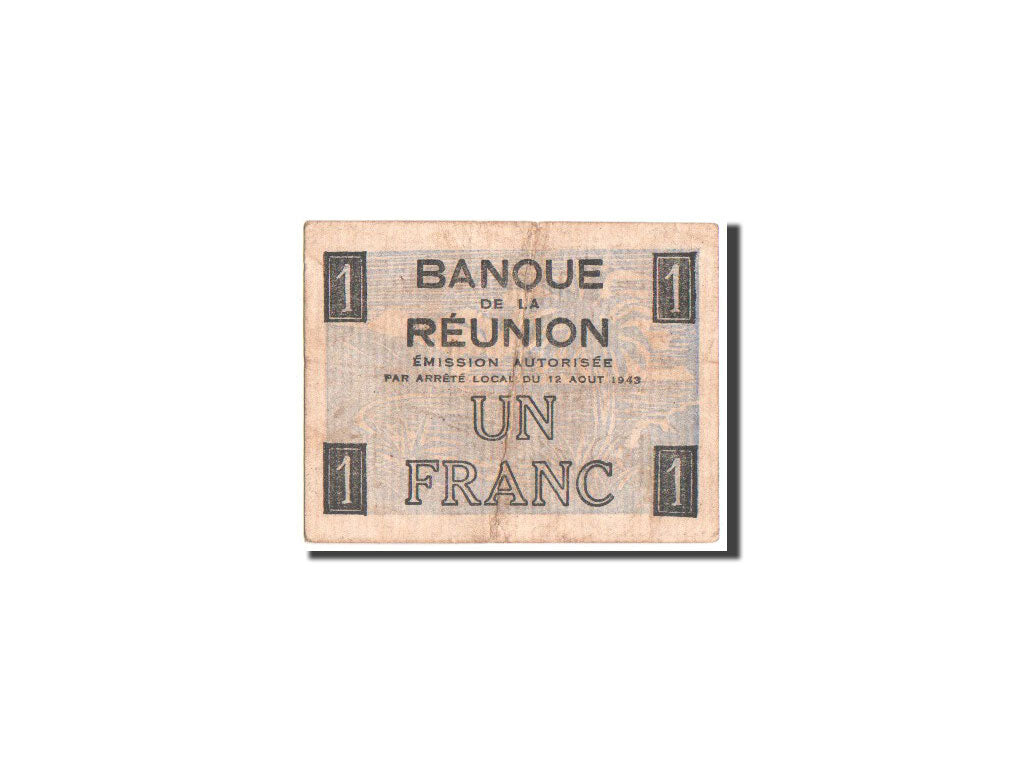 Reunion, Cross of Lorraine, 1 Franc, 12.08.1943, KM:34