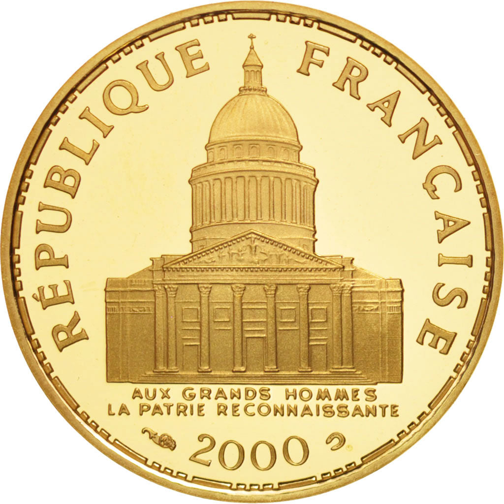 France, Panthéon, 100 Francs, 2000, Paris, MS(65-70), Gold