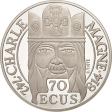 Coin, France, Charlemagne, 500 Francs-70 Ecus, 1990, Paris, MS(65-70), Platinum
