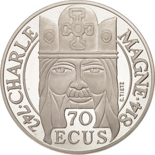 Monnaie, France, Charlemagne, 500 Francs-70 Ecus, 1990, Paris, FDC, Platinum