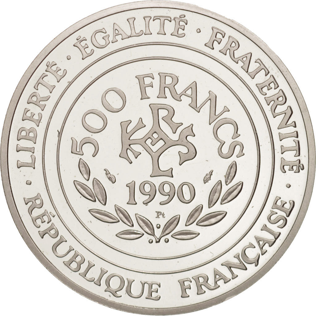Coin, France, Charlemagne, 500 Francs-70 Ecus, 1990, Paris, MS(65-70), Platinum