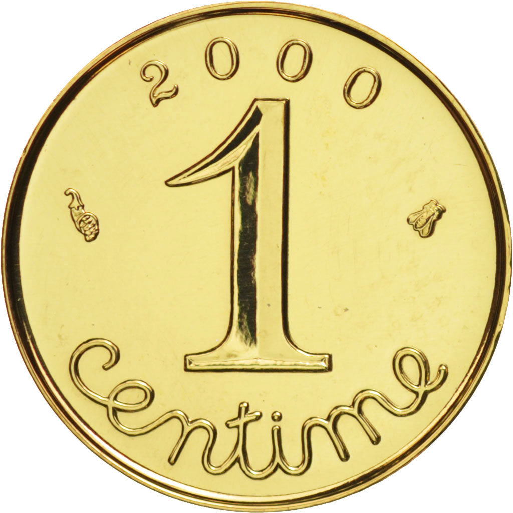 France, Épi, Centime, 2000, Paris, MS(65-70), Gold, KM:928a, Gadoury:91a