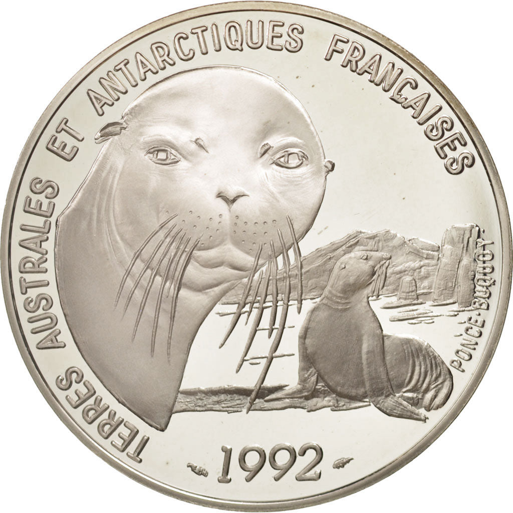 France, Terres Australes, 100 Francs, 1992, Paris, MS(65-70), Silver, KM:1010