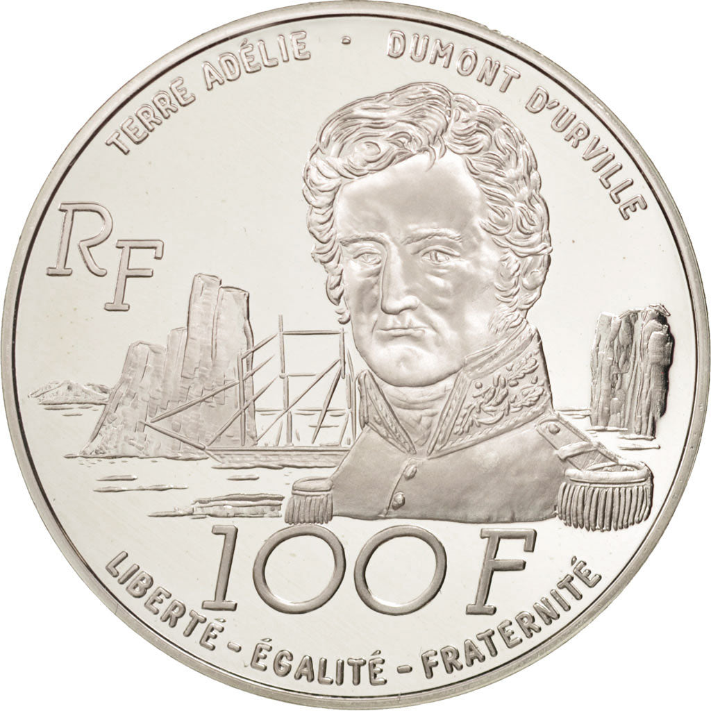 France, Terres Australes, 100 Francs, 1992, Paris, MS(65-70), Silver, KM:1010