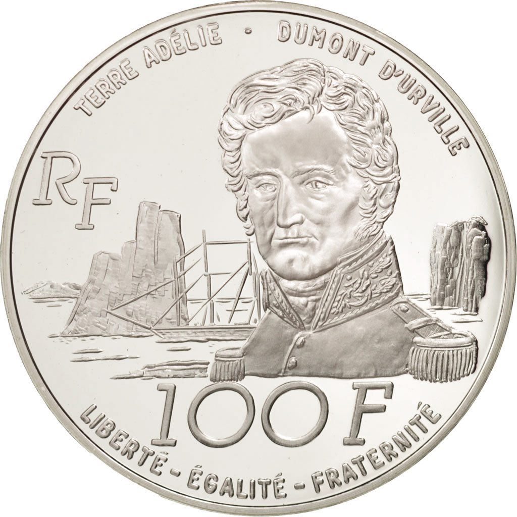 France, Terres Australes, 100 Francs, 1992, Paris, MS(65-70), Silver, KM:1011