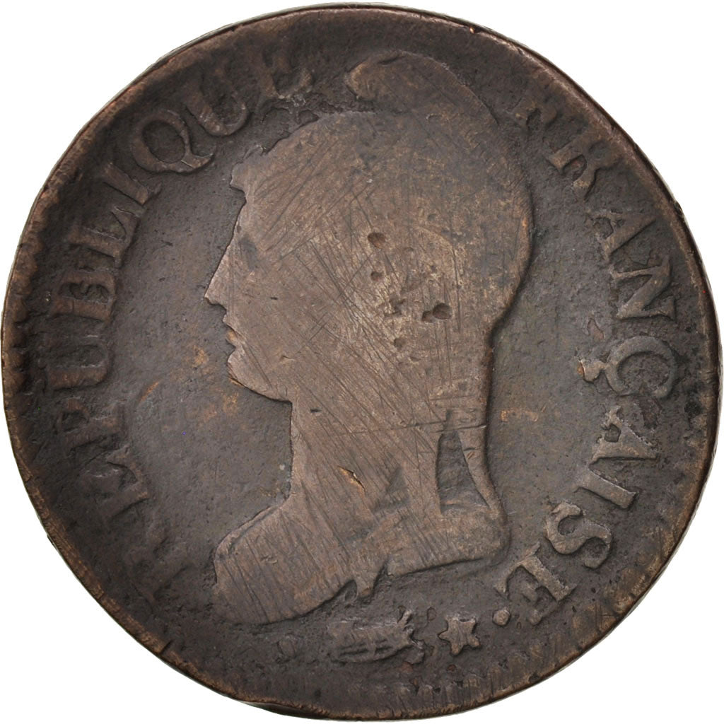 Frankreich, Dupré, 5 Centimes, Re-engraved, SS, Bronze