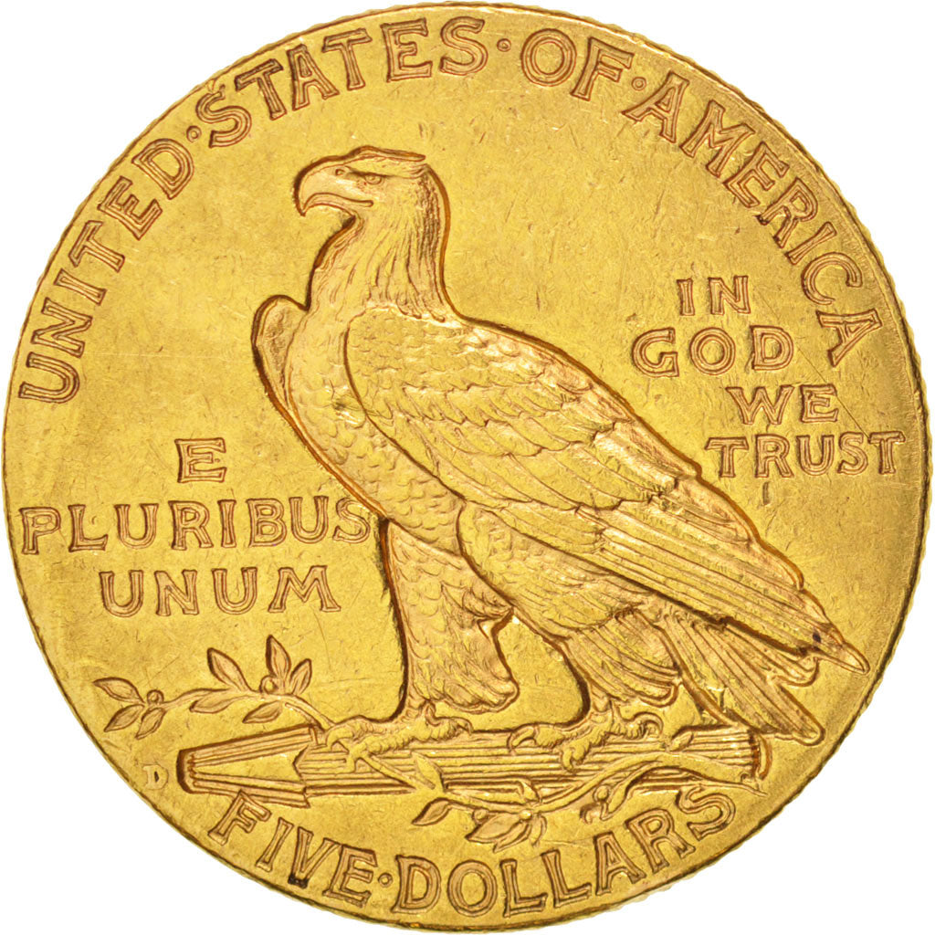 États-Unis, Indian Head, $5, Half Eagle, 1909, U.S. Mint, Denver, TTB, Or